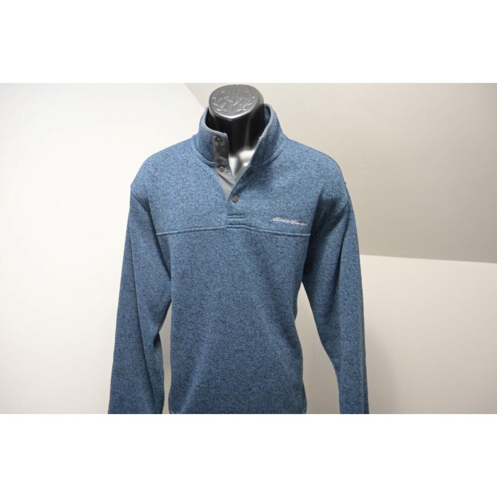 Eddie Bauer Camp Sweater Snap Neck Fleece Blue Pullover Hiking Mens Sz XL - Picture 2 of 7